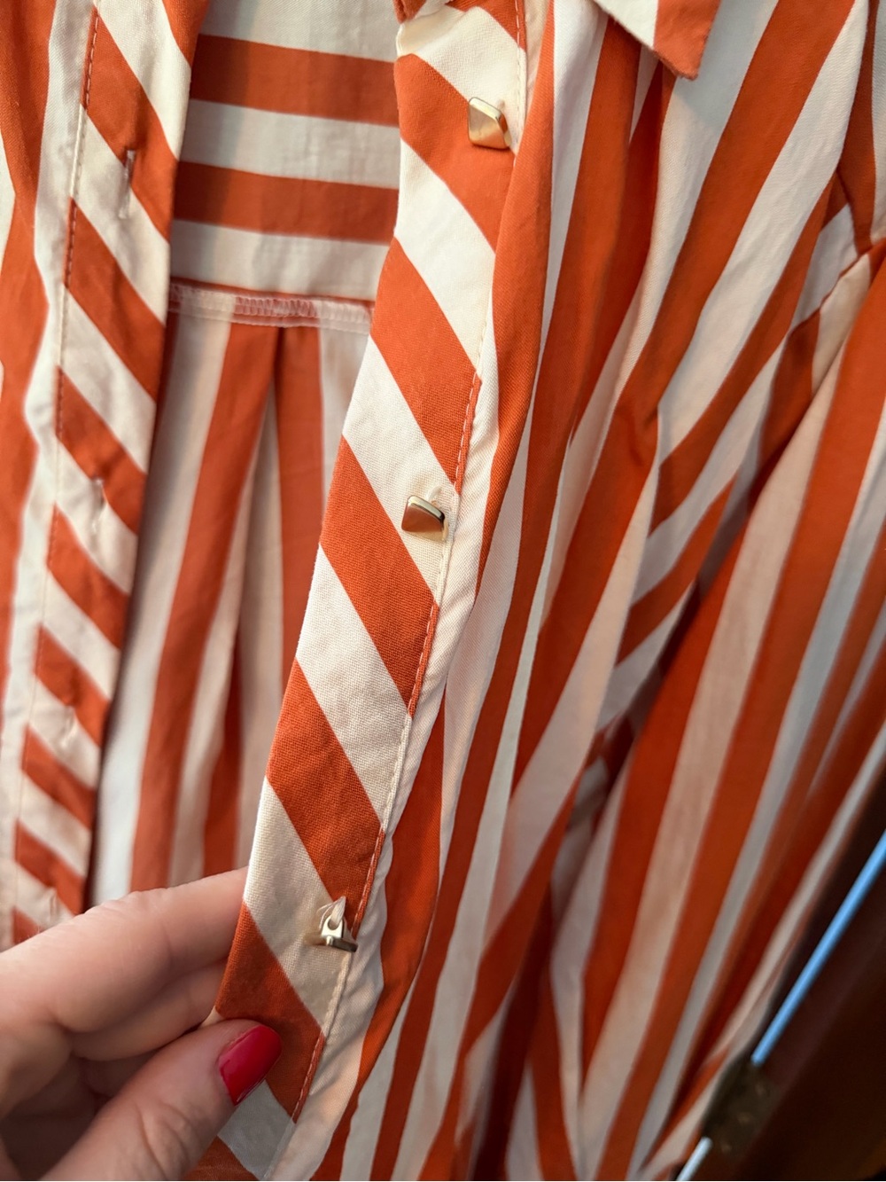 Zara Orange and White Striped Shirt - Picture 3 of 4